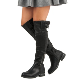 SDS Černé boty na plochých podpatcích černá 1