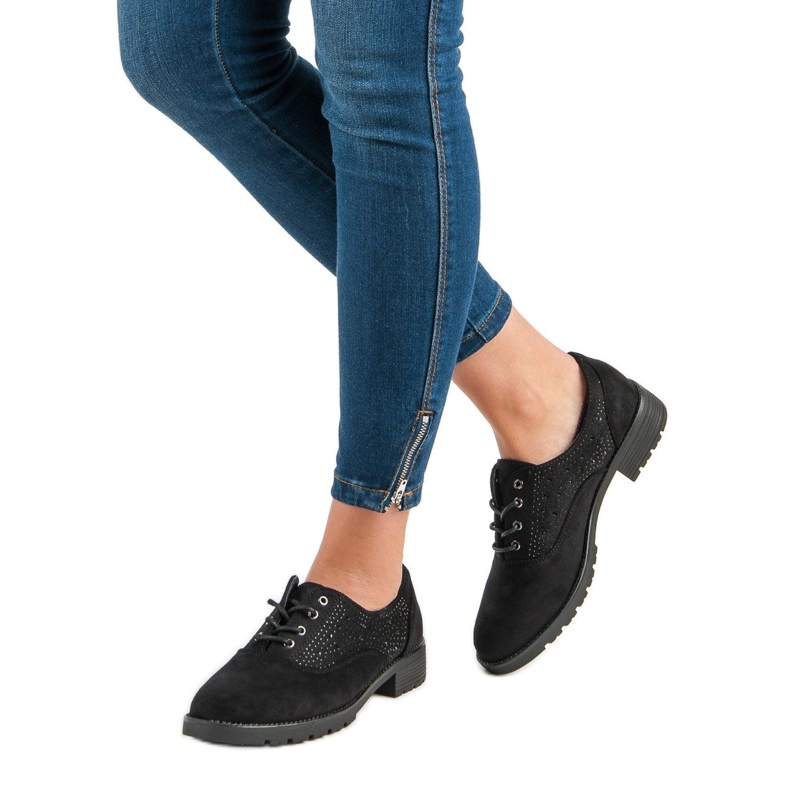 Černé semišové boty černý 2