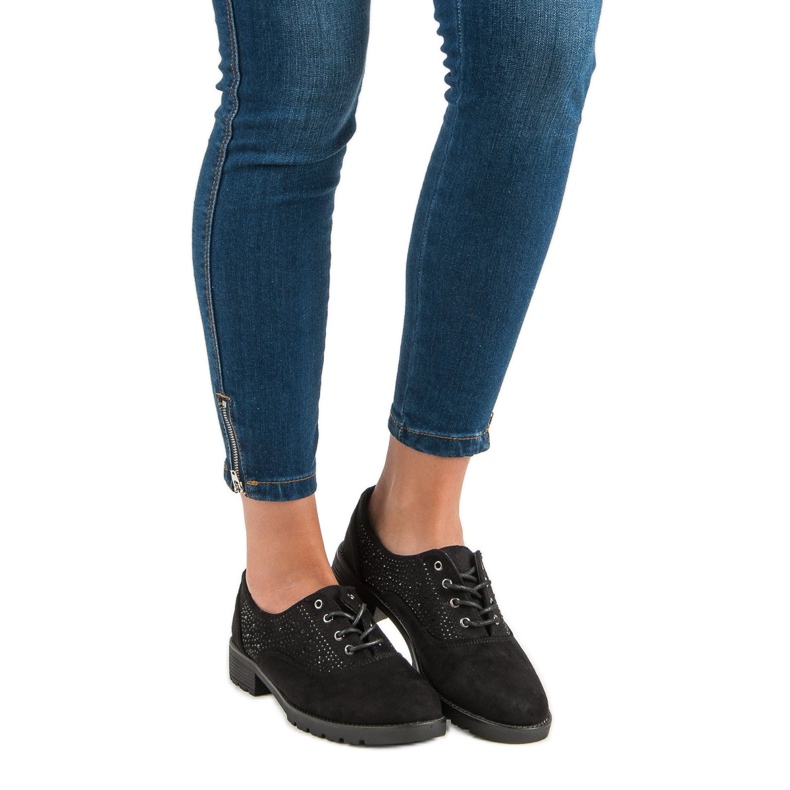 Černé semišové boty černý 1