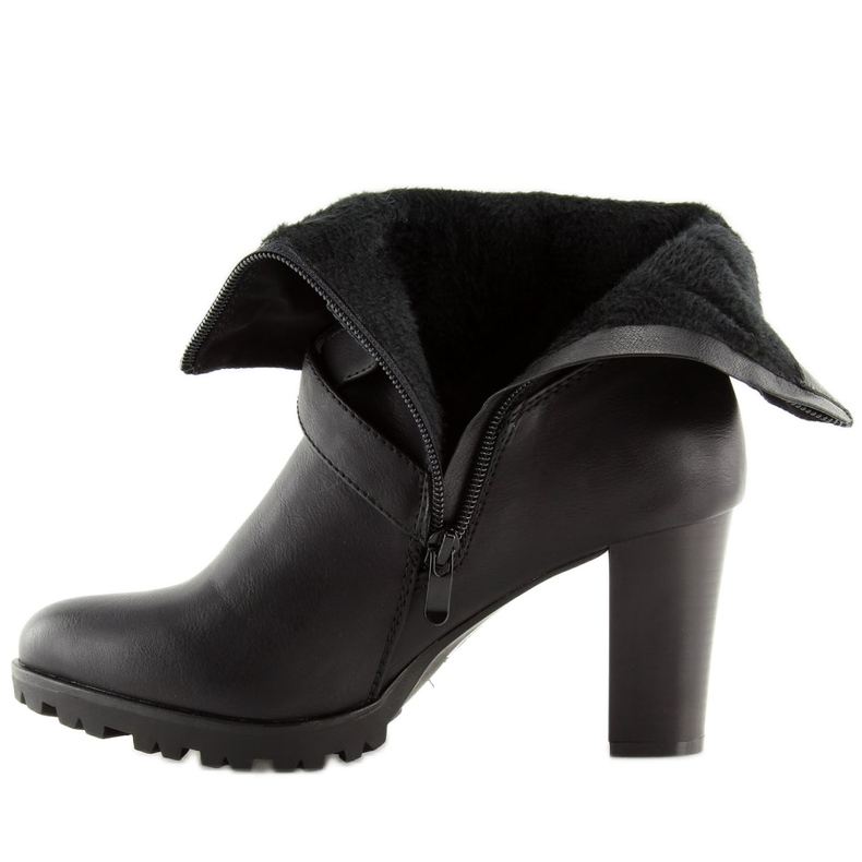 Černé kozačky na vysokém podpatku C386 Black černý 2