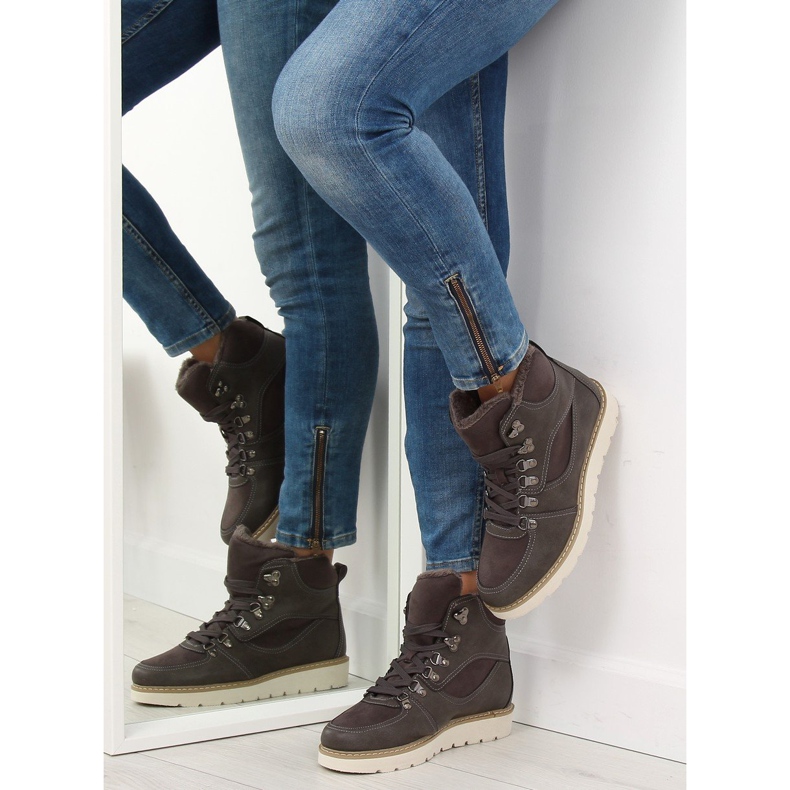 Šedé dámské kozačky 769-PA Šedá 2 Šedé dámské kozačky 769-PA Šedá 2