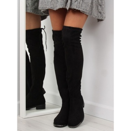 Černé semišové kozačky NS020P černé černá 2
