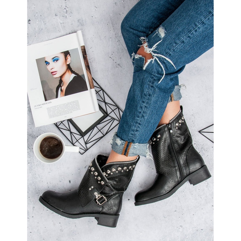 SDS Stylové motorkářské boty černá 2