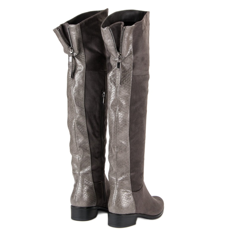 Filippo Semišové kozačky nad kolena šedá 1