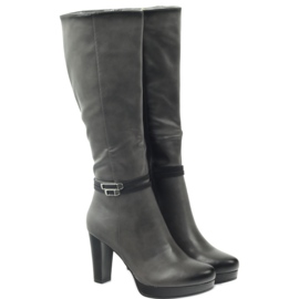 M.Daszyński Boty na sloupku Daszyński AM61 černý šedá 3