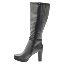 M.Daszyński Boty na sloupku Daszyński AM61 černý šedá 2