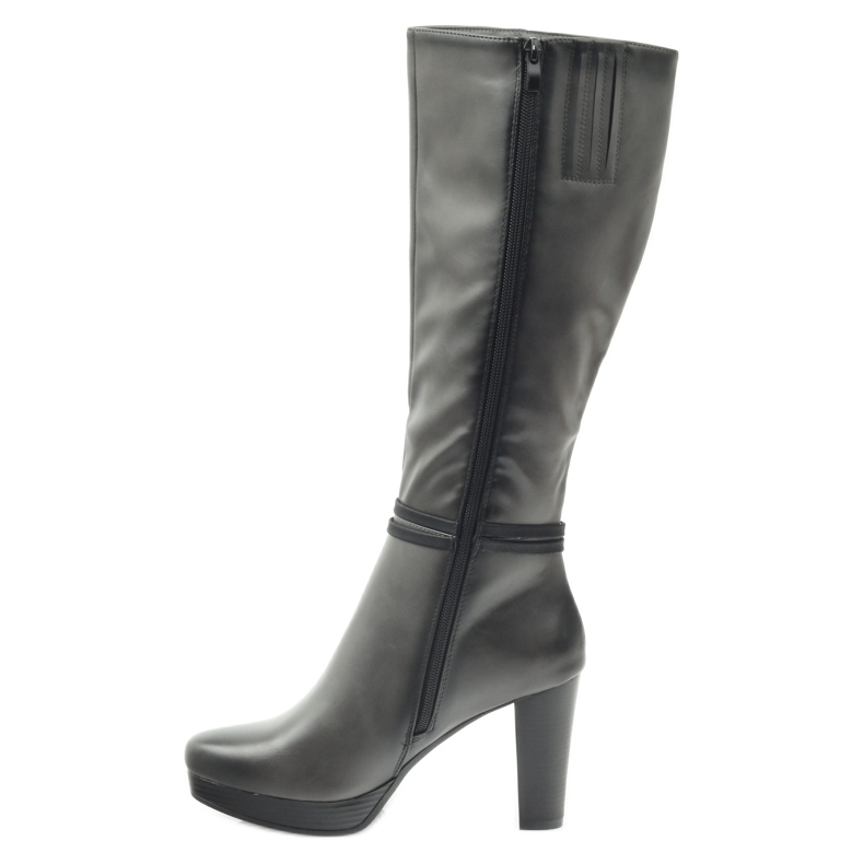 M.Daszyński Boty na sloupku Daszyński AM61 černá šedá 2