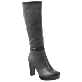 M.Daszyński Boty na sloupku Daszyński AM61 černá šedá 1