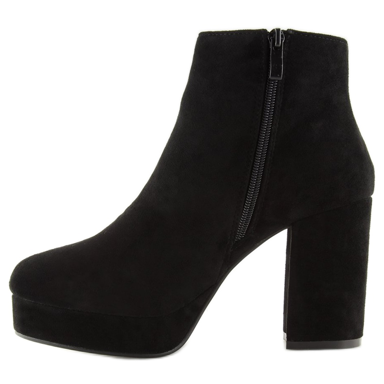 Černé kozačky na širokém podpatku YQ207 Black černá 1 Černé kozačky na širokém podpatku YQ207 Black černá 1