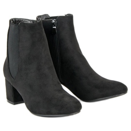 Top Shoes Semišové kotníkové boty na vysokém podpatku černá 1