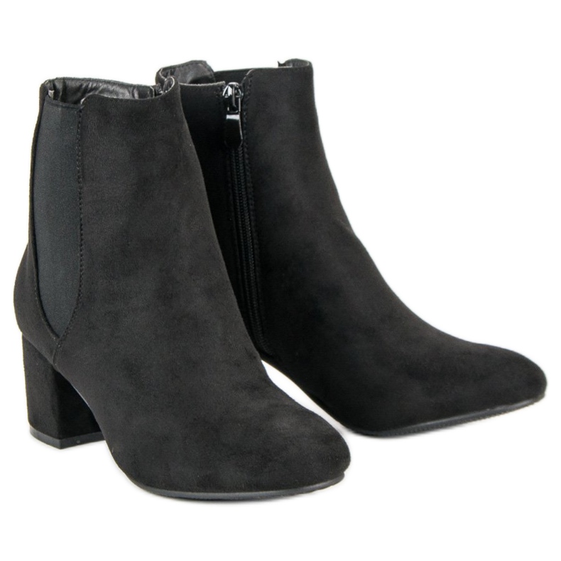Top Shoes Semišové kotníkové boty na vysokém podpatku černý 1