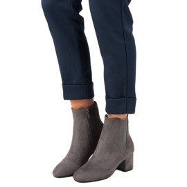 Top Shoes Semišové kotníkové boty na vysokém podpatku šedá 1