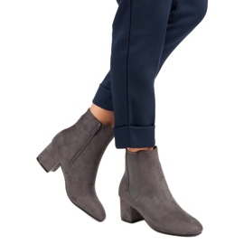 Top Shoes Semišové kotníkové boty na vysokém podpatku šedá 2