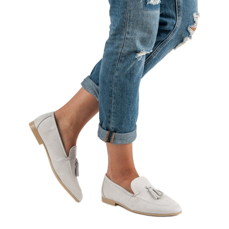 Šedé mokasíny šedá 1