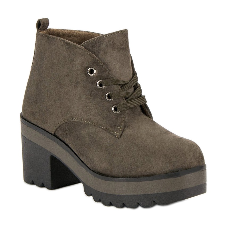 Lehké kozačky na podpatku zelená 1