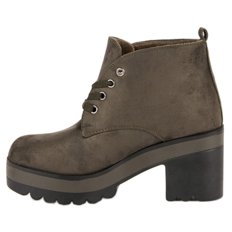 Lehké kozačky na podpatku zelená 2