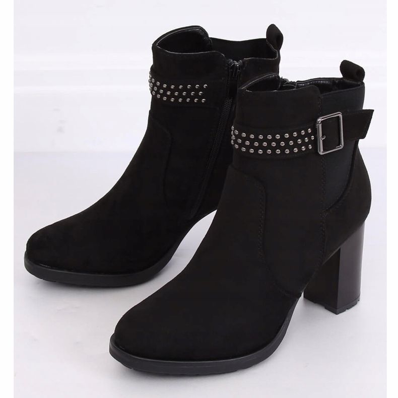 Černé kozačky na vysokém podpatku 6139 Black černý 2
