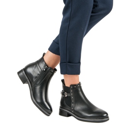 Vinceza Černé kozačky s kamínky černá 1