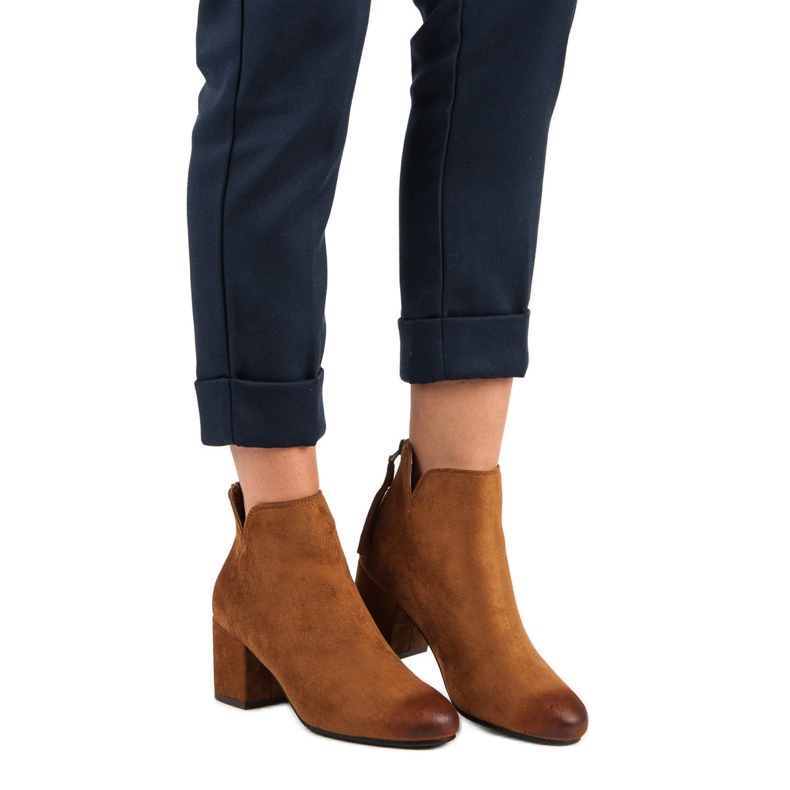 Vinceza Semišové kotníkové boty na vysokém podpatku hnědý 1 Vinceza Semišové kotníkové boty na vysokém podpatku hnědý 1