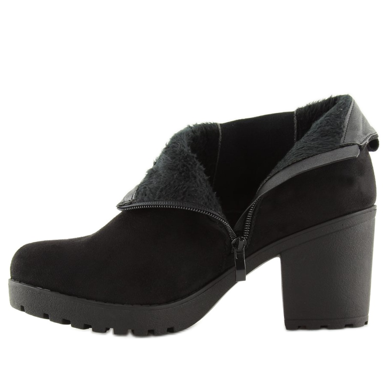 Černé kozačky na širokém podpatku E5106 Black černý 2