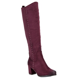 Pohodlné kozačky na vysokém podpatku VINCEZA červené 1 Pohodlné kozačky na vysokém podpatku VINCEZA červené 1