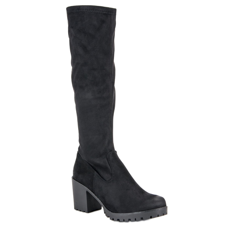 Semišové kozačky na vysokém podpatku od VINCEZA černý 1