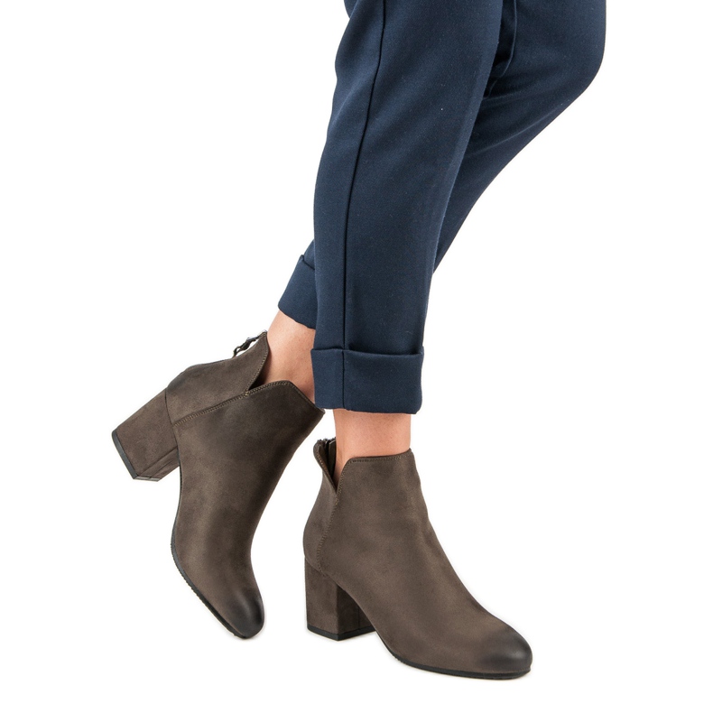 Semišové kozačky na vysokém podpatku od VINCEZA zelená 2