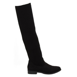 Černé stehenní boty BM102 černé černá 2