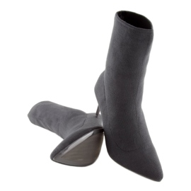 Šedé ponožkové boty na podpatku LL-103p Grey šedá 1