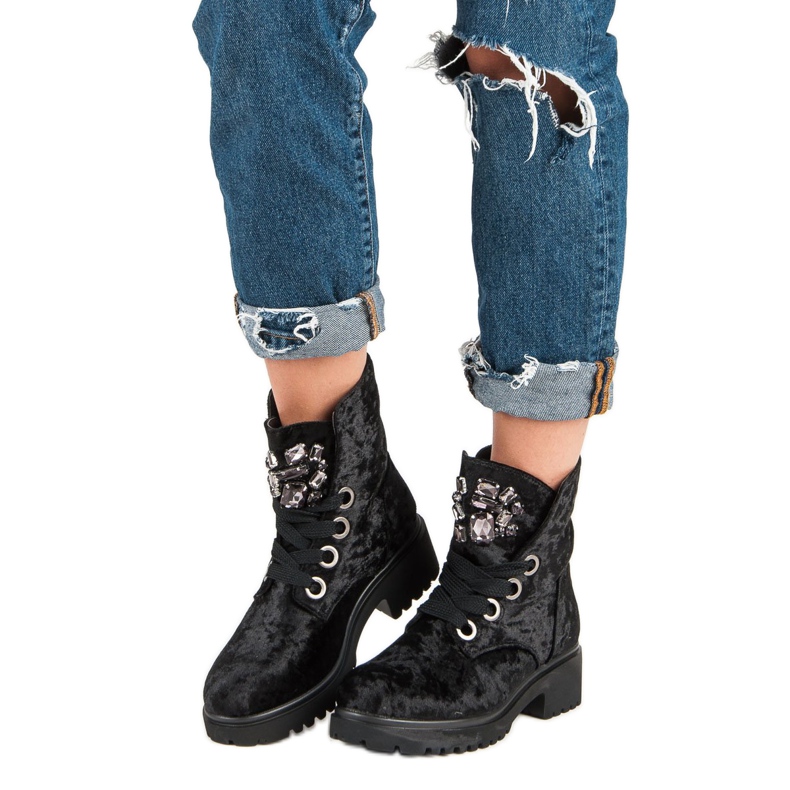 Kylie Módní velurové boty černý 1