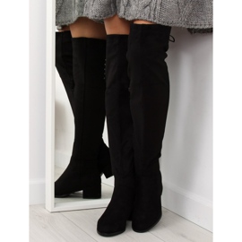 Černé kozačky na vysokém podpatku BH129-HB černá 2 Černé kozačky na vysokém podpatku BH129-HB černá 2