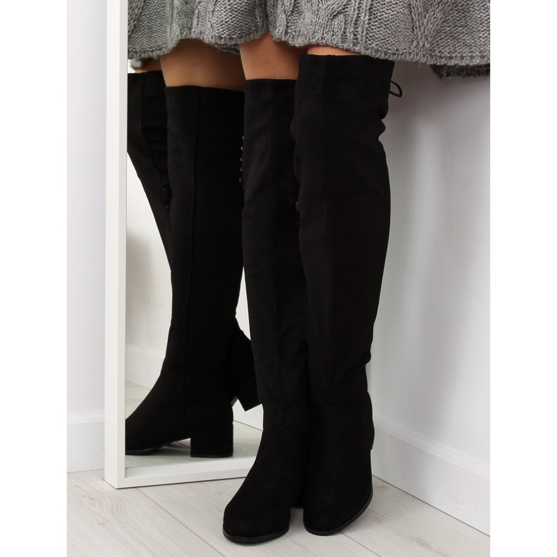 Černé kozačky na vysokém podpatku BH129-HB černá 2 Černé kozačky na vysokém podpatku BH129-HB černá 2