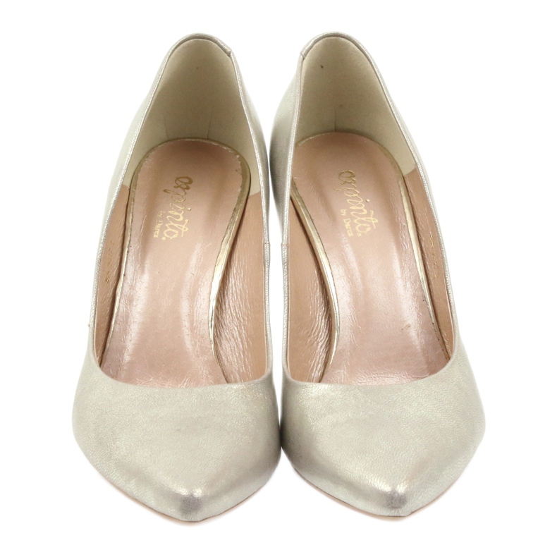 Espintová kovová čerpadla na patě Złote 456/72 zlatý 3