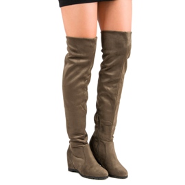 Super Me Vysoké klínové boty zelený 2