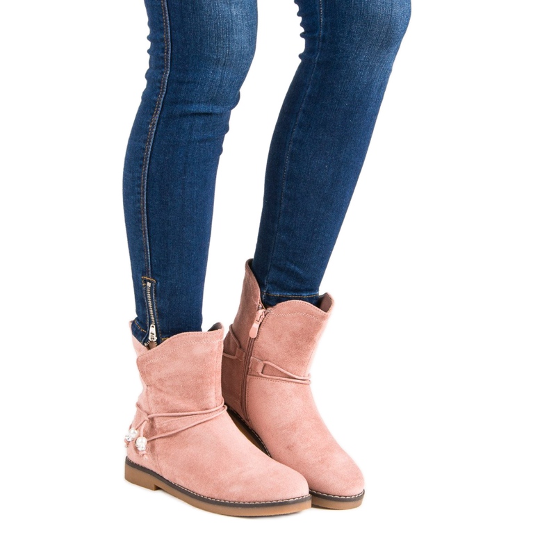 Pohodlné podzimní boty růžový 1