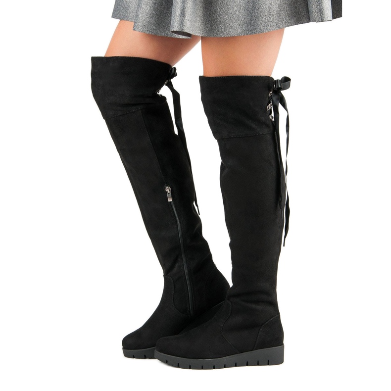 Filippo Boty na semišové platformě černý 1