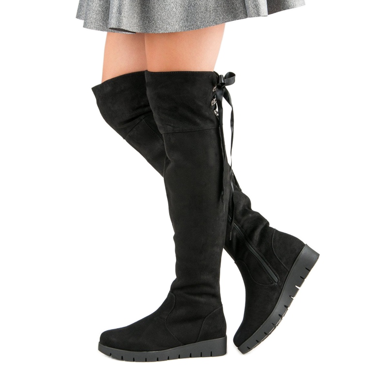 Filippo Boty na semišové platformě černý 2