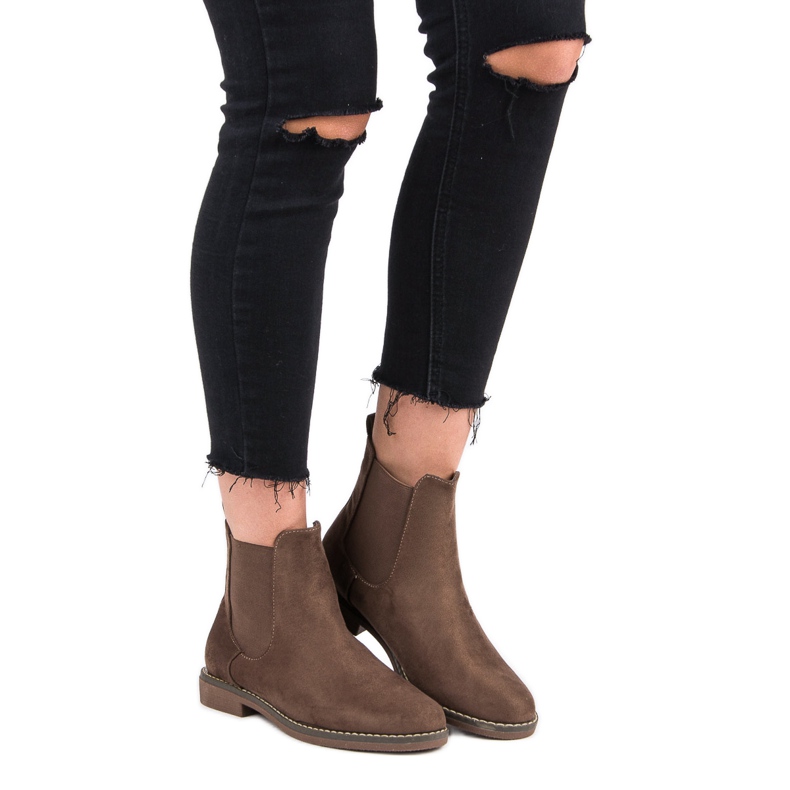 Super Mode Khaki semišové chelsea boty 1