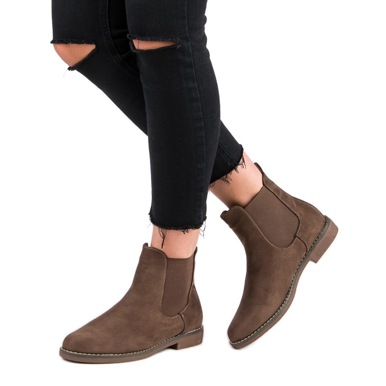 Super Mode Khaki semišové chelsea boty 2