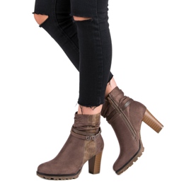 Super Mode Stylové kozačky na sloupek hnědý 2