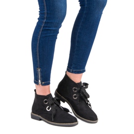 Super Mode Semišové vázané boty černá 1