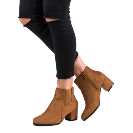 Nio Nio Semišové boty Chelsea na vysokých podpatcích hnědý 2