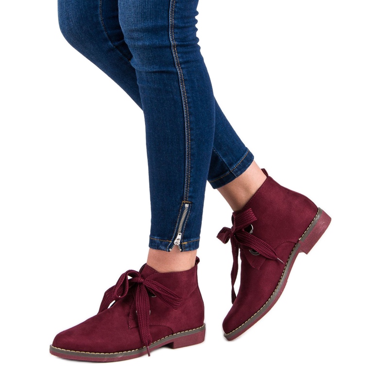 Super Mode Semišové šněrovací boty červený 2