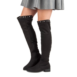 Cm Paris Kozačky nad stehna s korálky černá 2 Cm Paris Kozačky nad stehna s korálky černá 2