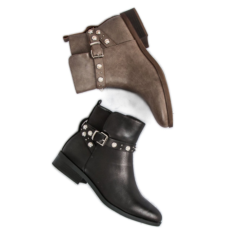 Super Mode Boty s perlami černá 1