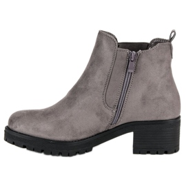 Ideal Shoes Šedé boty Chelsea na plochém podpatku šedá 1
