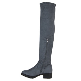 Queentina Suede přes kolena šedá 1