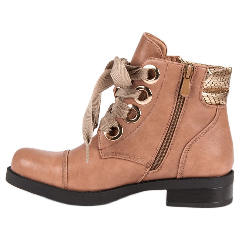 Bestelle Pudrové boty na plochém podpatku růžový 1