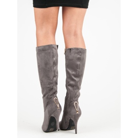 Cm Paris Sexy kozačky na vysokém podpatku šedá 1