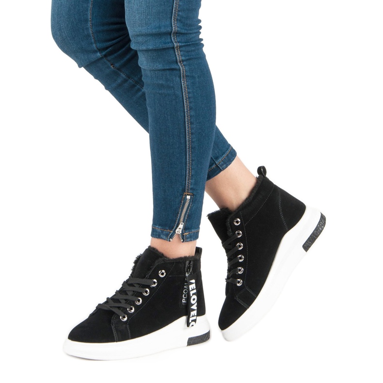 Teplé černé tenisky černá 1